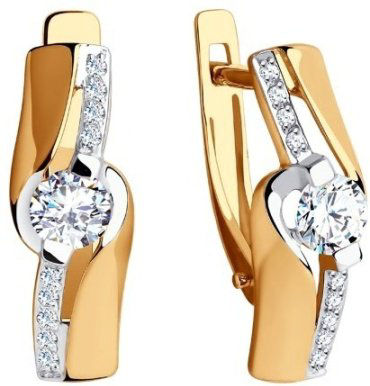 Серьги Diamant 51-120-00895-1 вес 2.82 г золото, фианит купить,311494