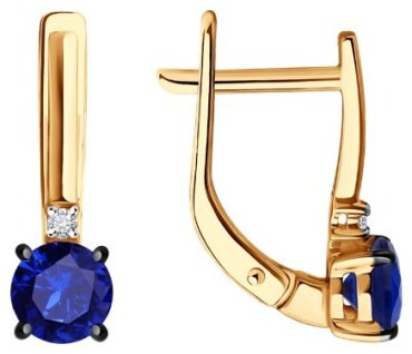 Серьги Diamant 51-220-02297-1 вес 2.34 г золото, сапфир купить,619320
