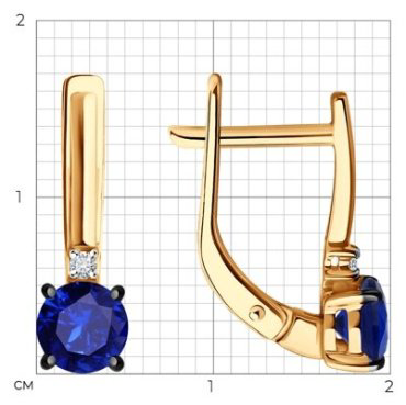 Серьги Diamant 51-220-02297-1 вес 2.34 г золото, сапфир купить,619320