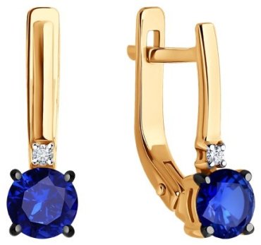 Серьги Diamant 51-220-02297-1 вес 2.34 г золото, сапфир купить,619320