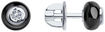 Серьги SOKOLOV 6025071 вес 1.49 г золото, керамика, бриллиант купить,302229