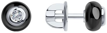 Серьги SOKOLOV 6025071 вес 1.49 г золото, керамика, бриллиант купить,302229