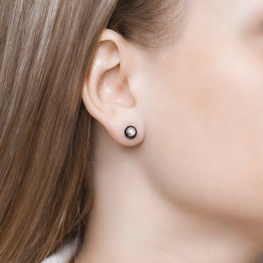 Серьги SOKOLOV 6025071 вес 1.49 г золото, керамика, бриллиант купить,302229