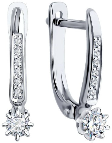 Серьги Diamant 52-220-01771-1 вес 2.04 г золото, бриллиант купить,506700