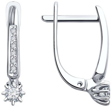 Серьги Diamant 52-220-01771-1 вес 2.04 г золото, бриллиант купить,506700