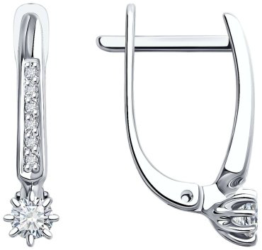 Серьги Diamant 52-220-01771-1 вес 2.04 г золото, бриллиант купить,506700