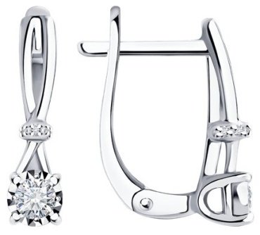 Серьги Diamant 52-220-01683-1 вес 2.63 г золото, бриллиант купить,907006