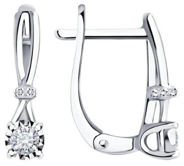 Серьги Diamant 52-220-01683-1 вес 2.63 г золото, бриллиант купить,907006