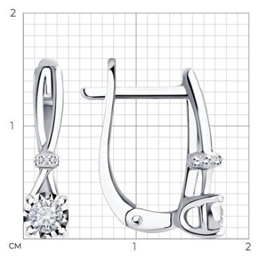 Серьги Diamant 52-220-01683-1 вес 2.63 г золото, бриллиант купить,907006