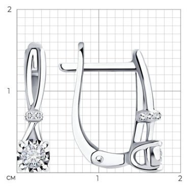 Серьги Diamant 52-220-01683-1 вес 2.63 г золото, бриллиант купить,907006
