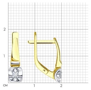 Серьги Diamant 53-220-01901-1 вес 2.56 г золото, бриллиант купить,475631
