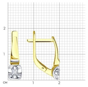 Серьги Diamant 53-220-01901-1 вес 2.56 г золото, бриллиант купить,475631