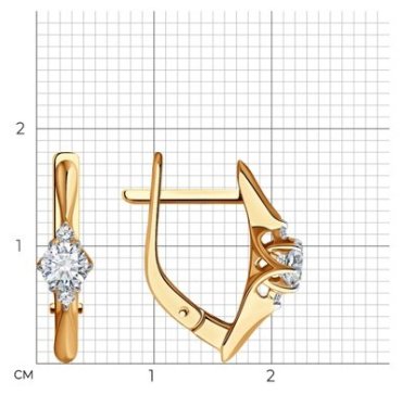 Серьги Diamant 51-220-01996-1 вес 2.31 г золото, бриллиант купить,1300927