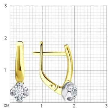 Серьги Diamant 53-220-01954-1 вес 2.86 г золото, бриллиант купить,1252734