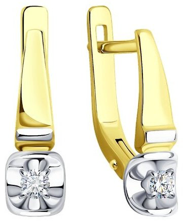 Серьги Diamant 53-220-01901-1 вес 2.56 г золото, бриллиант купить,475631