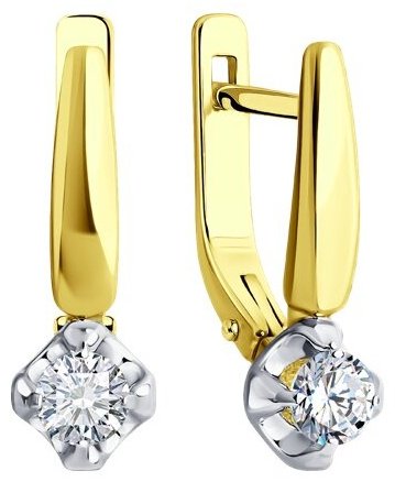 Серьги Diamant 53-220-01954-1 вес 2.86 г золото, бриллиант купить,1252734
