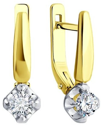 Серьги Diamant 53-220-01954-1 вес 2.86 г золото, бриллиант купить,1252734