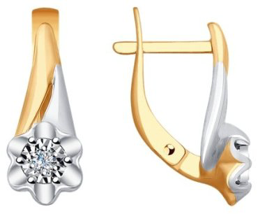 Серьги Diamant 51-220-00018-1 вес 3.12 г золото, бриллиант купить,366797