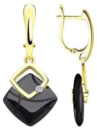 Серьги SOKOLOV 6025105-2 вес 6.61 г золото, бриллиант, керамика купить,591908