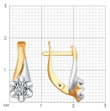 Серьги Diamant 51-220-00018-1 вес 3.12 г золото, бриллиант купить,366797
