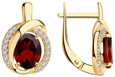 Серьги SOKOLOV 92022533 вес 4.36 г серебро, фианит, гранат купить,30785