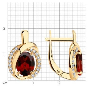 Серьги SOKOLOV 92022533 вес 4.36 г серебро, фианит, гранат купить,30785