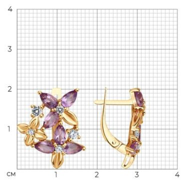 Серьги Diamant 93-320-02061-2_s вес 3.69 г серебро, аметист, фианит купить,36936