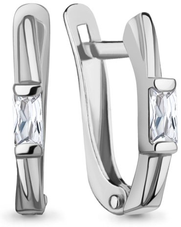 Серьги AQUAMARINE 400221_a вес 1.7 г серебро, фианит купить,16483