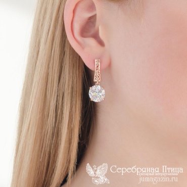 Серьги Красная пресня 3387799 вес 8.7 г серебро, фианит купить,35910