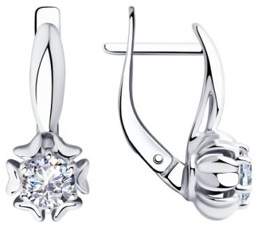 Серьги Diamant 94-120-00420-1_2,61 вес 2.61 г серебро, фианит купить,19494