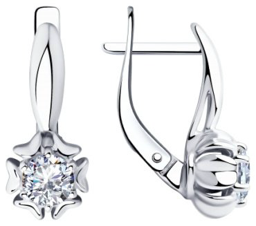 Серьги Diamant 94-120-00420-1_2,61 вес 2.61 г серебро, фианит купить,19494