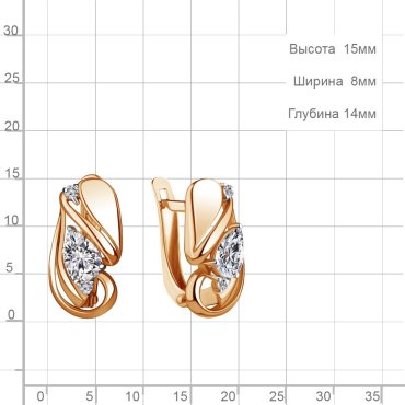 Серьги AQUAMARINE 49308А вес 2.6 г серебро, фианит купить,33858