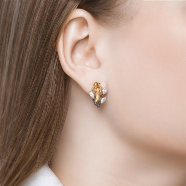 Серьги SOKOLOV 92021618 вес 3.32 г серебро, цитрин, фианит купить,24949