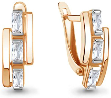 Серьги AQUAMARINE 400225_a вес 2.36 г серебро, фианит купить,22162