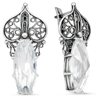 Серьги Красная пресня 3389026 вес 11.2 г серебро, фианит купить,32691