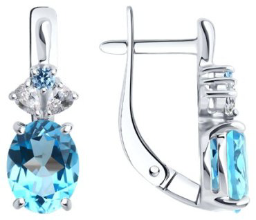 Серьги Diamant 94-320-02683-1 вес 2.67 г серебро, фианит, топаз купить,36706