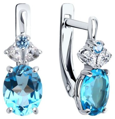 Серьги Diamant 94-320-02683-1 вес 2.67 г серебро, фианит, топаз купить,36706
