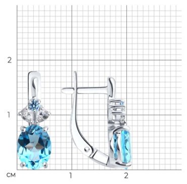 Серьги Diamant 94-320-02683-1 вес 2.67 г серебро, фианит, топаз купить,36706