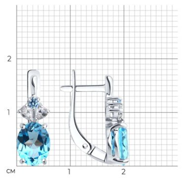 Серьги Diamant 94-320-02683-1 вес 2.67 г серебро, фианит, топаз купить,36706