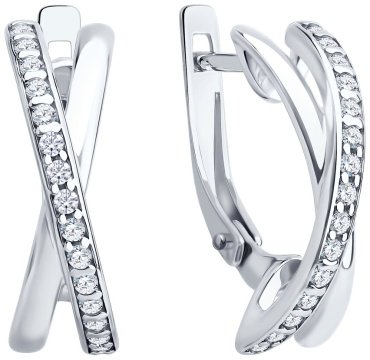 Серьги Diamant 94-120-00029-1 вес 2.608 г серебро, фианит купить,15865
