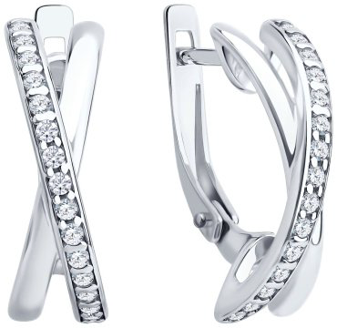 Серьги Diamant 94-120-00029-1 вес 2.608 г серебро, фианит купить,15865
