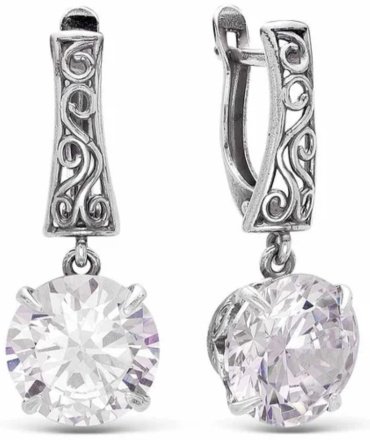 Серьги Красная пресня 3387798 вес 8.6 г серебро, фианит купить,27034