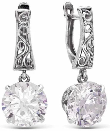Серьги Красная пресня 3387798 вес 8.6 г серебро, фианит купить,27034