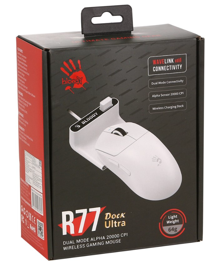 Мышь A4Tech Bloody R77 Ultra Dock White