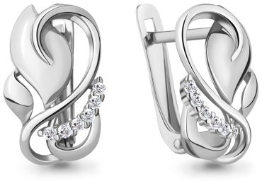 Серьги AQUAMARINE 49212А вес 2.56 г серебро, фианит купить,24240