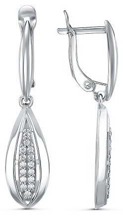 Серьги Красная пресня 33812030Д вес 3.8 г серебро, фианит купить,42530
