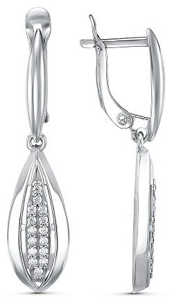 Серьги Красная пресня 33812030Д вес 3.8 г серебро, фианит купить,42530