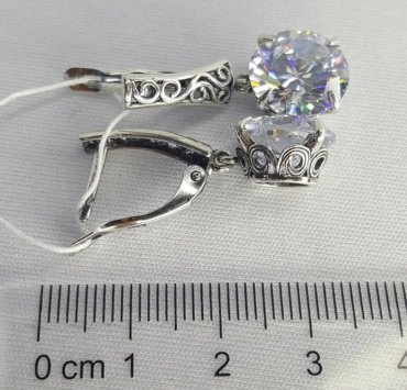 Серьги Красная пресня 3387798 вес 8.6 г серебро, фианит купить,27034