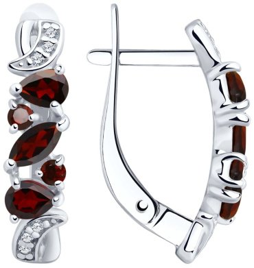 Серьги SOKOLOV 92021782 вес 2.86 г серебро, гранат, фианит купить,27262