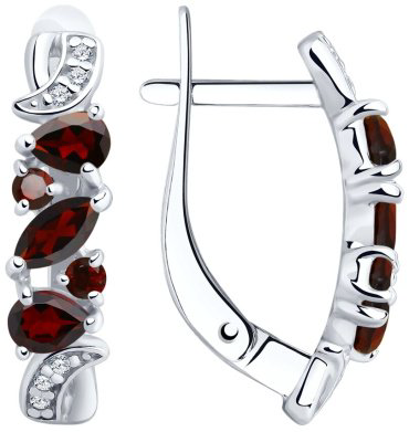 Серьги SOKOLOV 92021782 вес 2.86 г серебро, гранат, фианит купить,27262